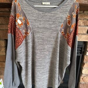 Kori Gray and Orange Floral Top